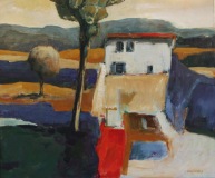 huis-met-rood-Zuid-Frankrijk-acryl-op-doek-60x50-1